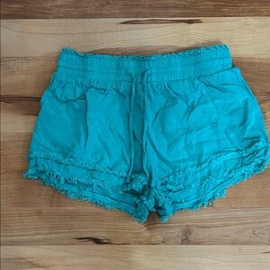Vintage Havana Teal Frayed Hem High Waist Shorts Girls L